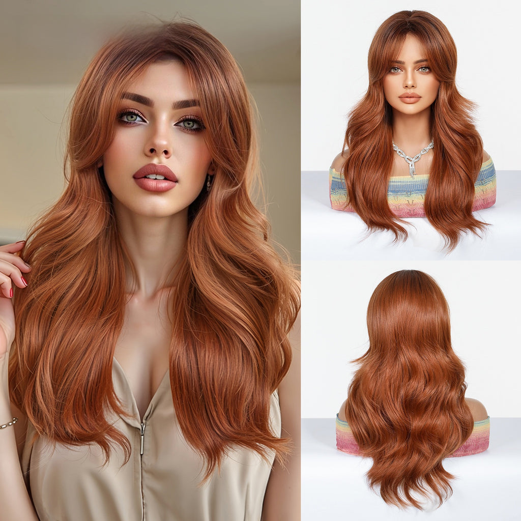 A Long Wig With A Gradient Golden Figure-Eight Bangs