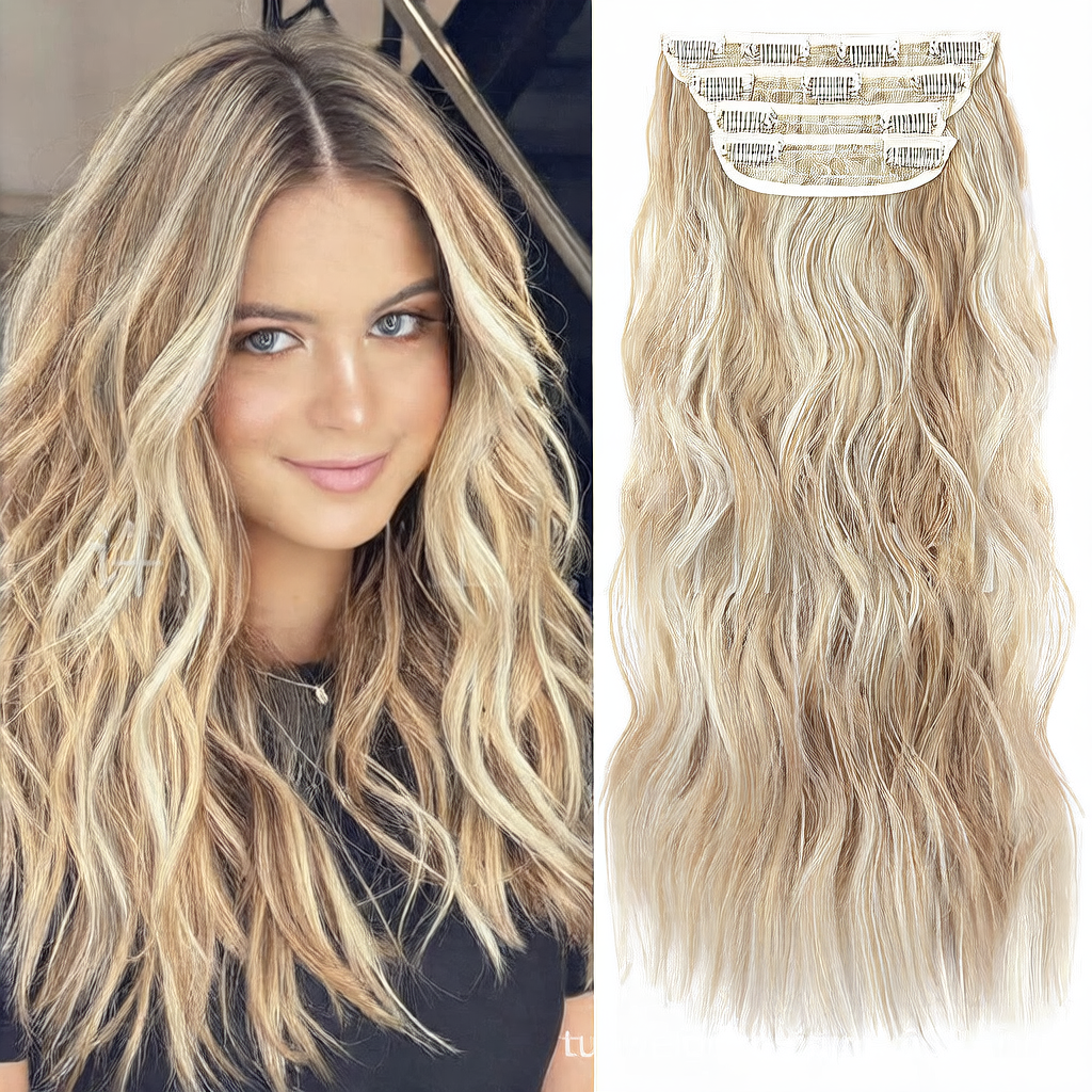 4-Piece Water Wave Clip-In Synthetic Hair Extensions