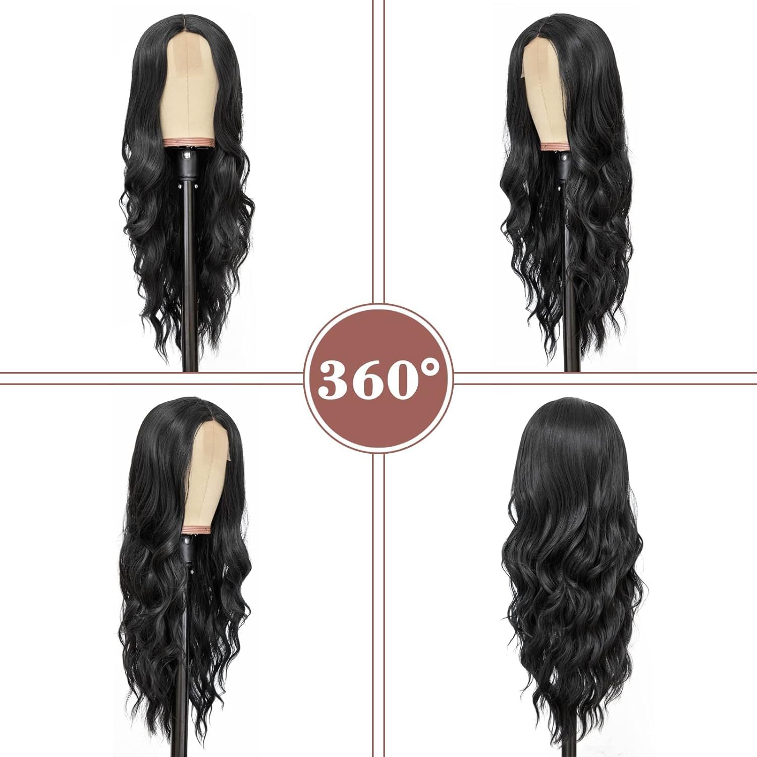 Long Curly Synthetic Wig with Middle Part