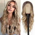 Long Wavy Middle Part Synthetic Wig with Adjustable Elastic Band