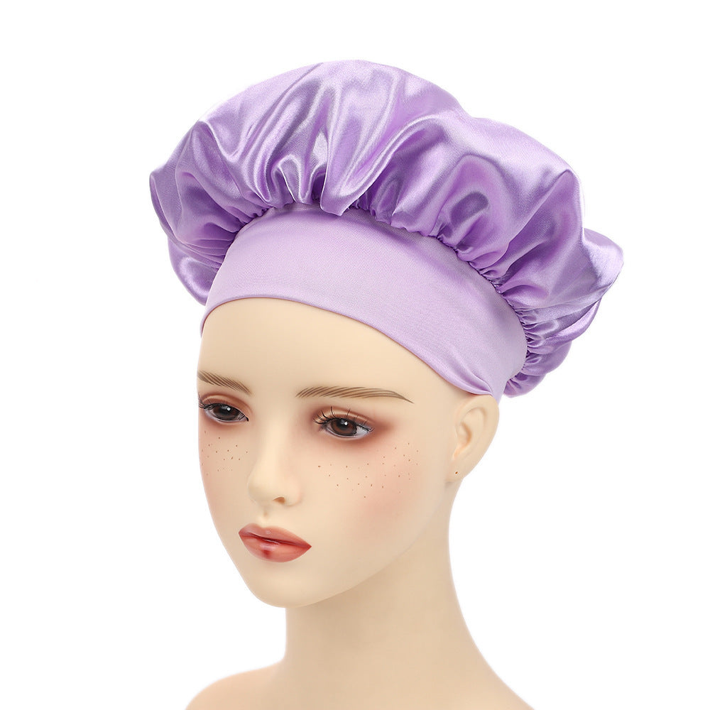 Pure Color Synthetic Silk Nightcap With Ribbons