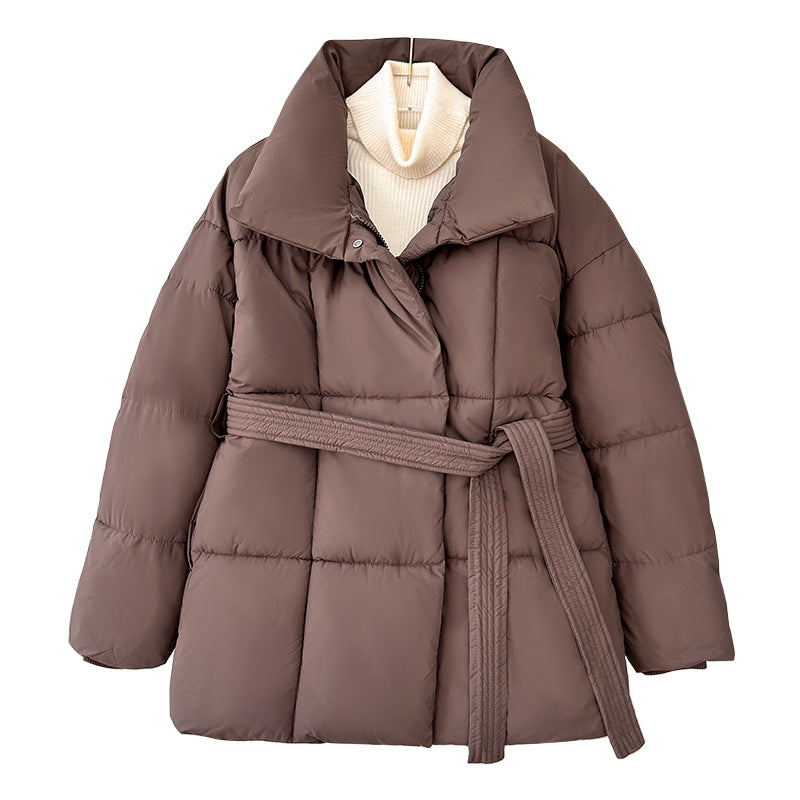 Mid-Length Lace-Up Cotton Coat