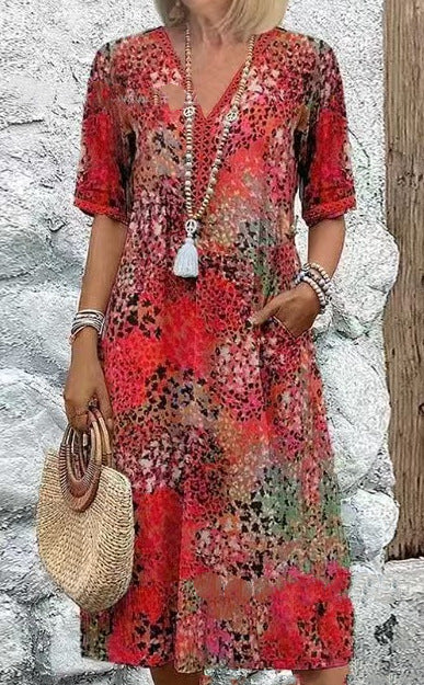 Small Floral Long-Sleeved Shirt With Lace Trim Dress