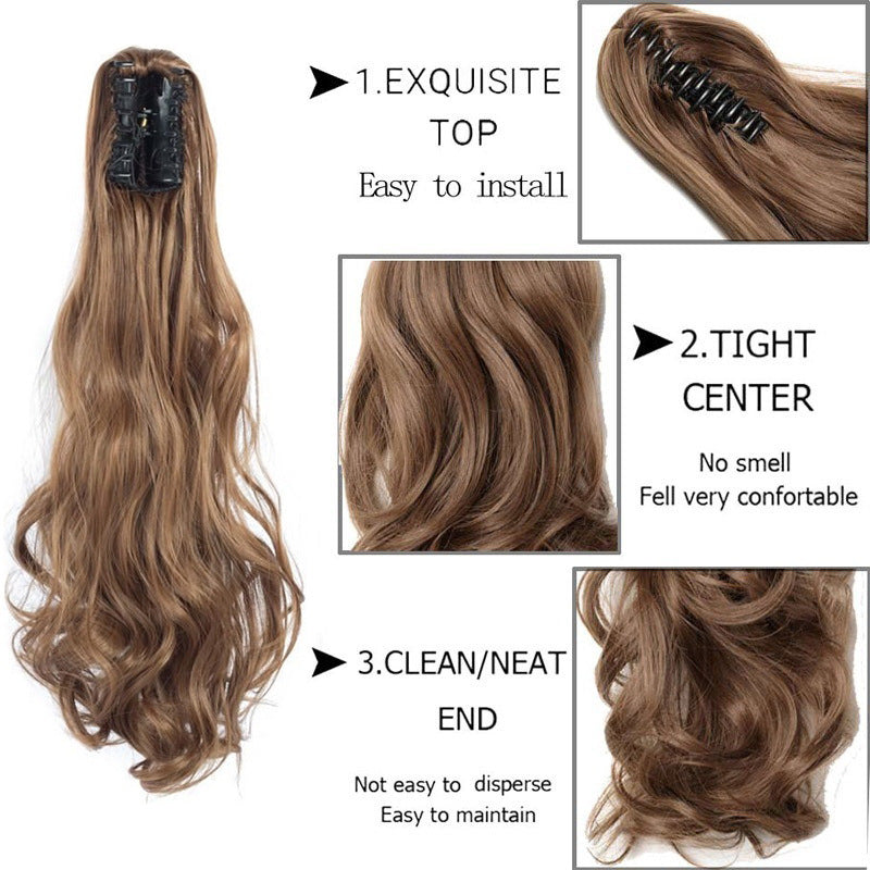 Long Curly Ponytail Wig with Claw Clip