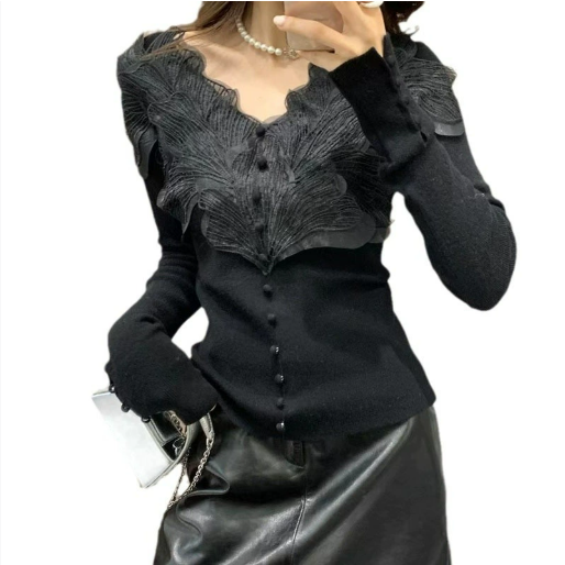 Women's Feather Lace Knitwear Top
