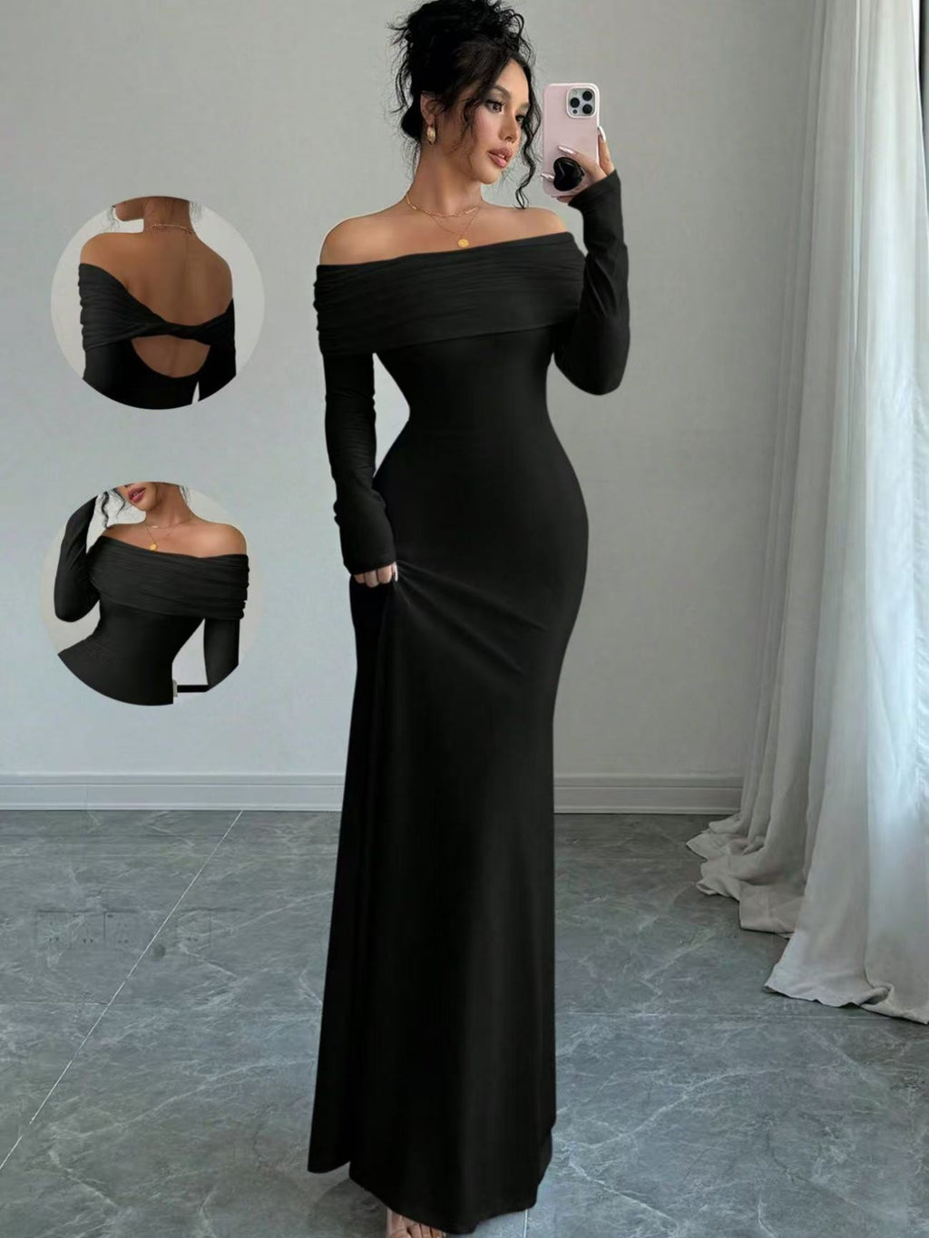One-Shoulder Hip-Length Dress
