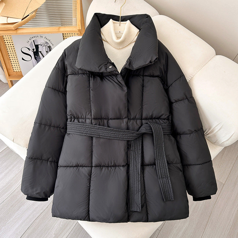 Mid-Length Lace-Up Cotton Coat