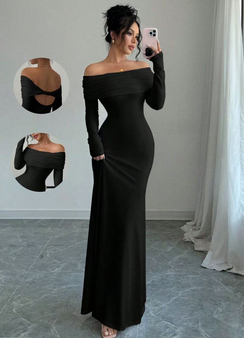One-Shoulder Hip-Length Dress