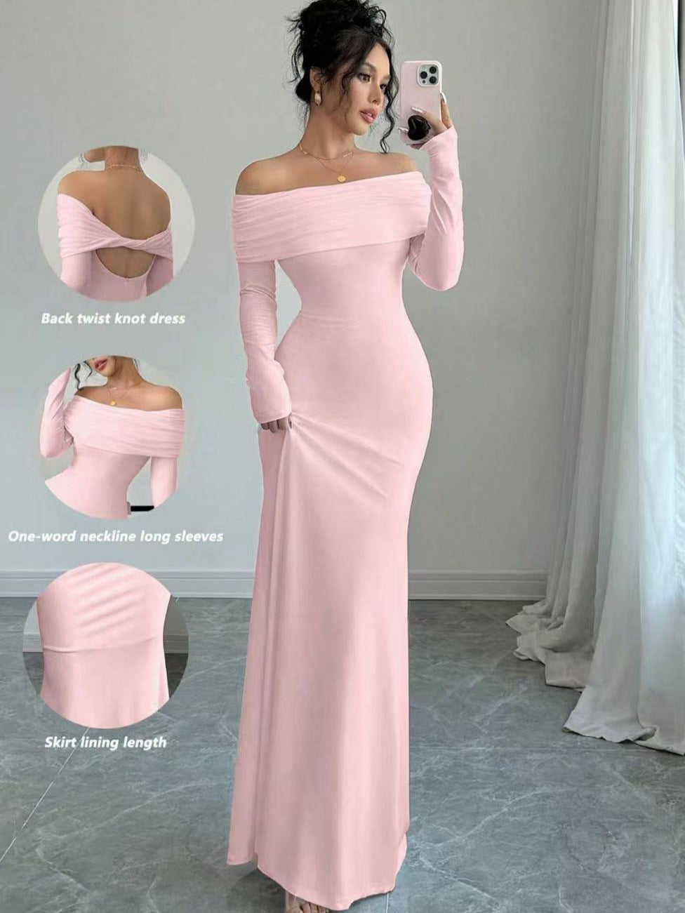 One-Shoulder Hip-Length Dress
