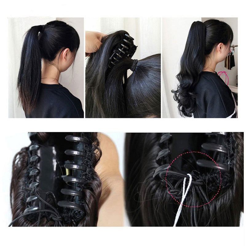 Long Curly Ponytail Wig with Claw Clip