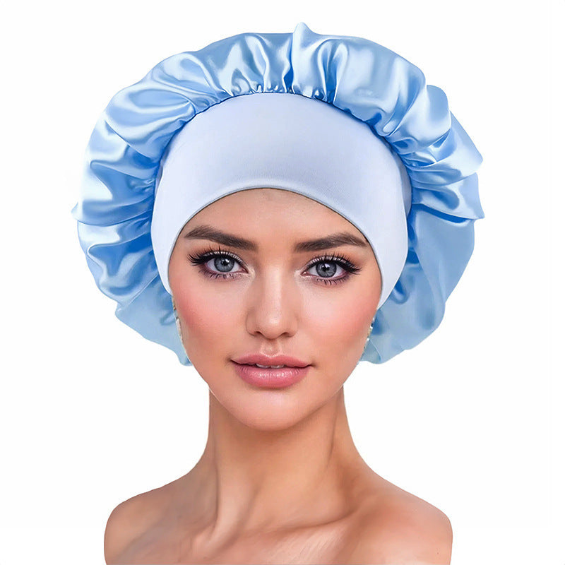 Pure Color Synthetic Silk Nightcap With Ribbons