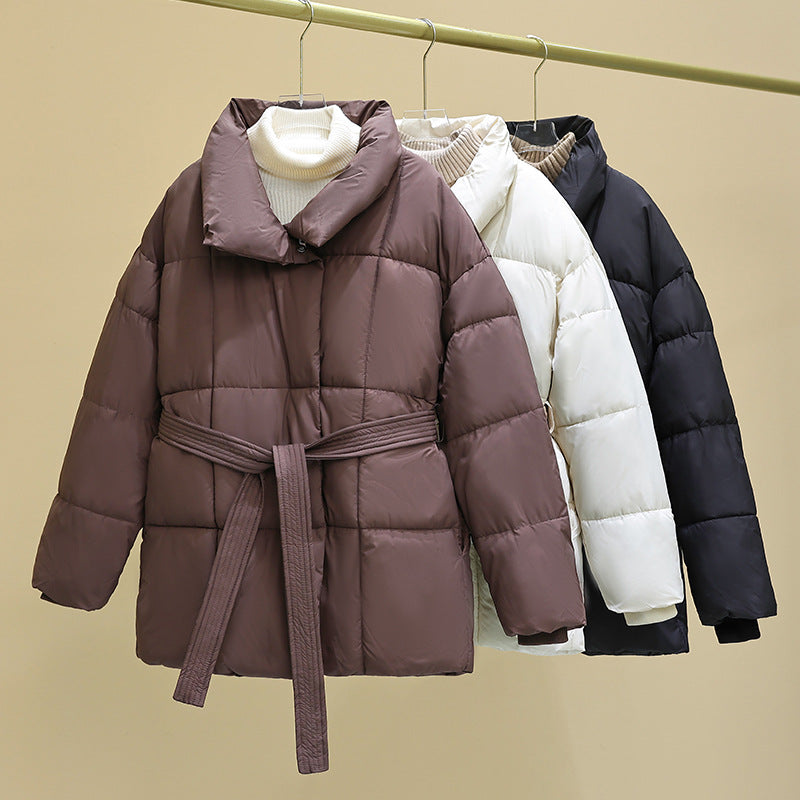 Mid-Length Lace-Up Cotton Coat