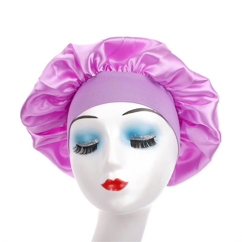 Pure Color Synthetic Silk Nightcap With Ribbons
