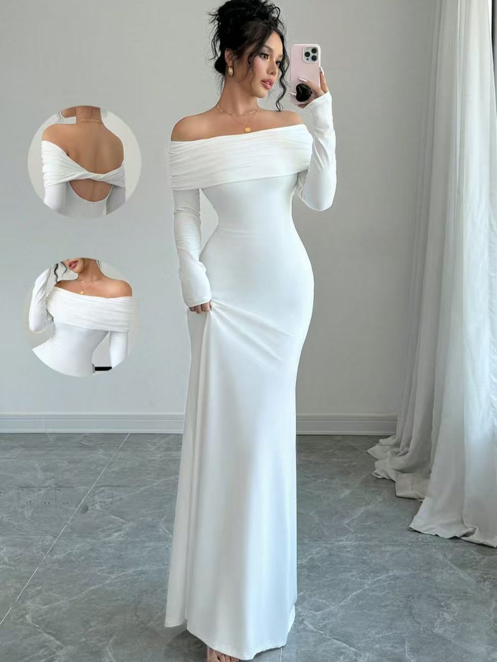 One-Shoulder Hip-Length Dress