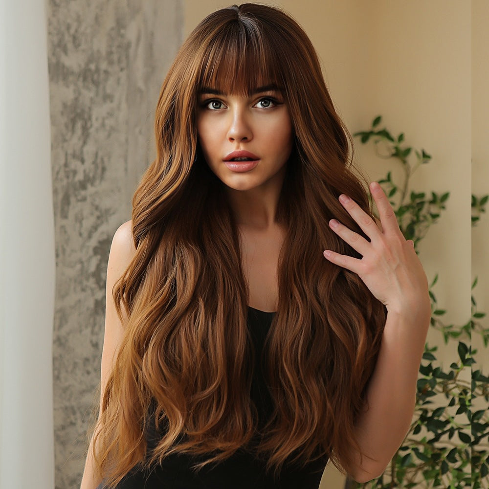Long Curly Synthetic Wig with Adjustable Bangs