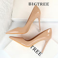 Fashionable Slim Heel Glossy Pointed Women's Single Shoes