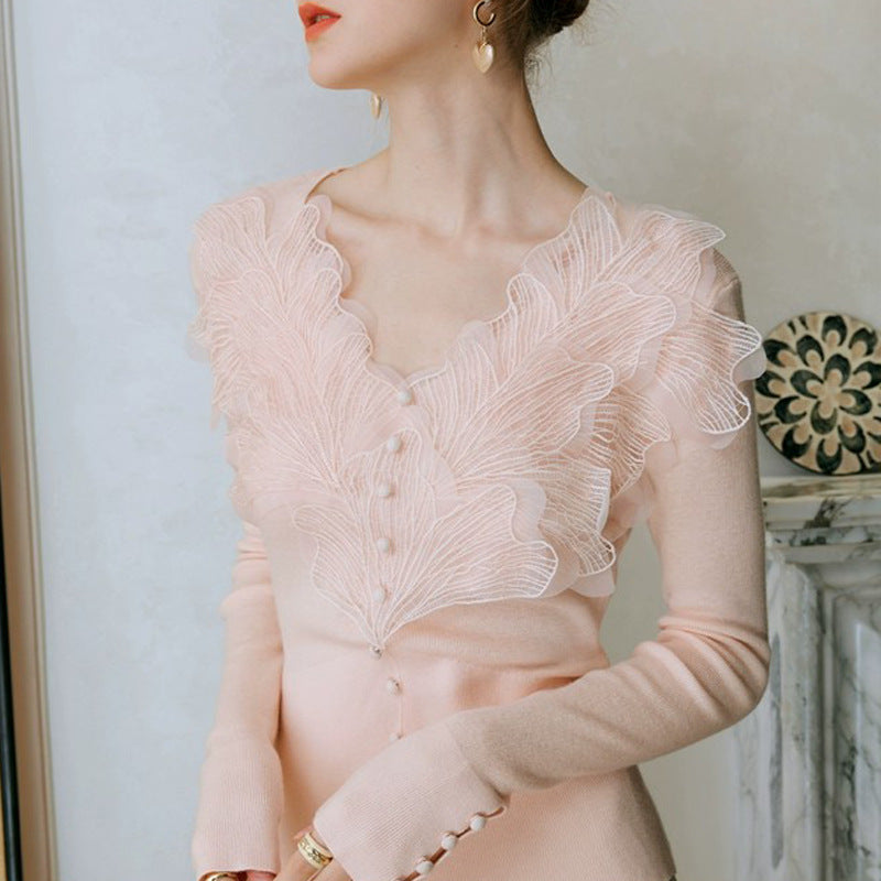 Women's Feather Lace Knitwear Top