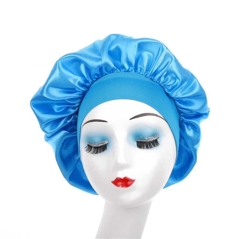 Pure Color Synthetic Silk Nightcap With Ribbons