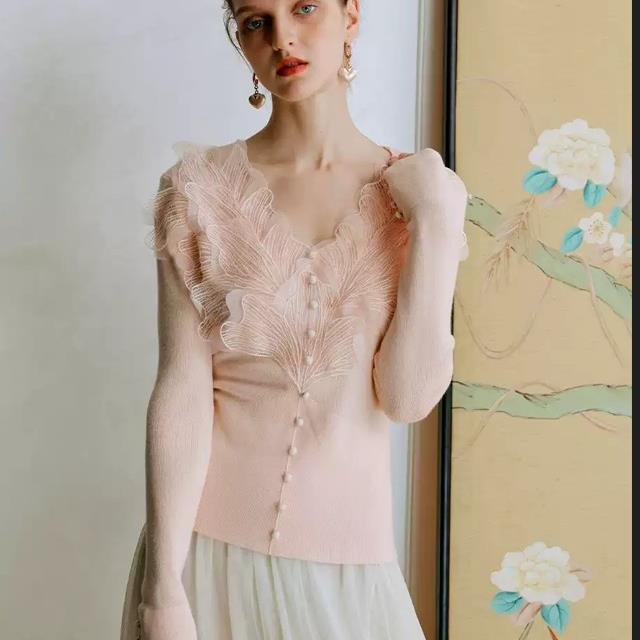 Women's Feather Lace Knitwear Top