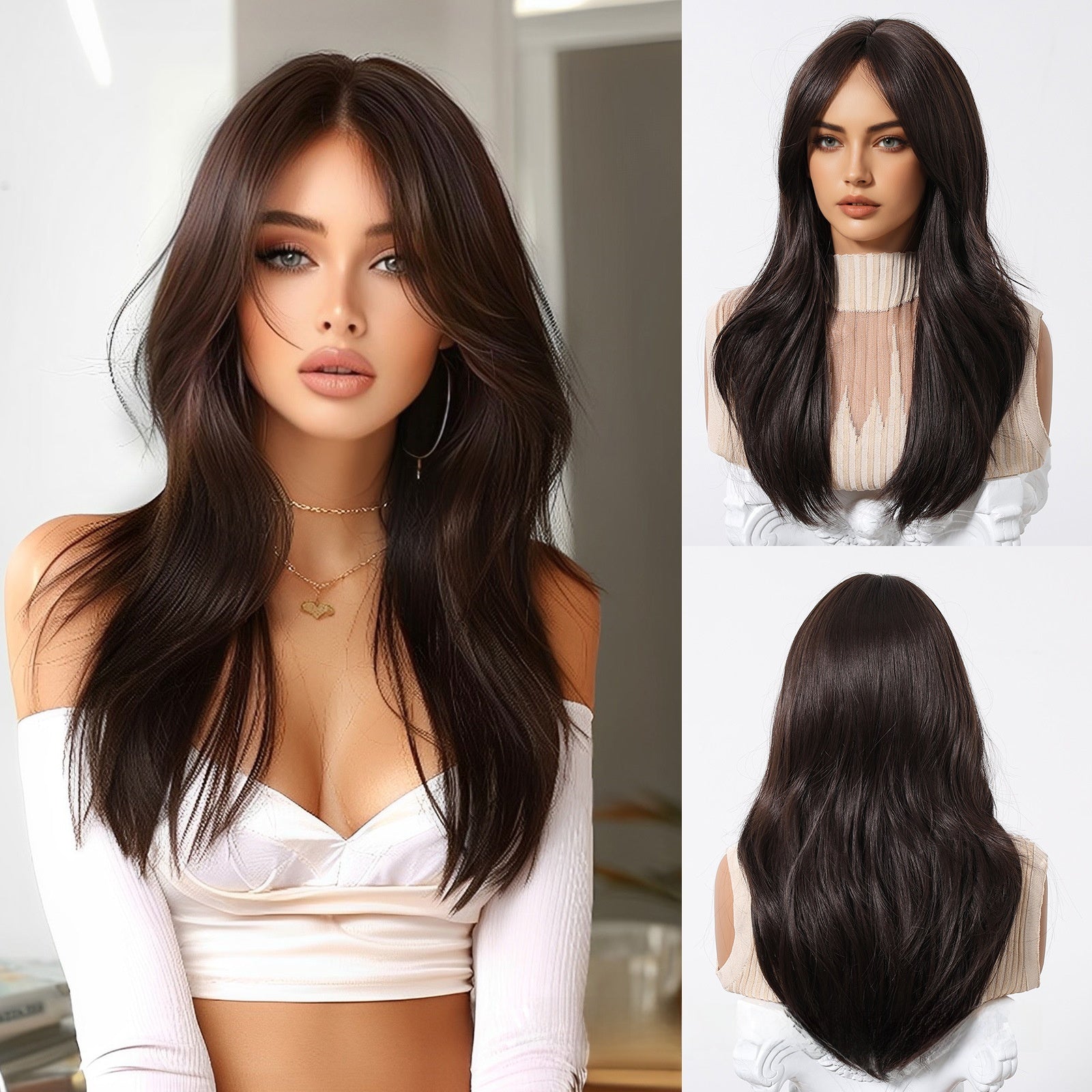 A Long Wig With A Gradient Golden Figure-Eight Bangs