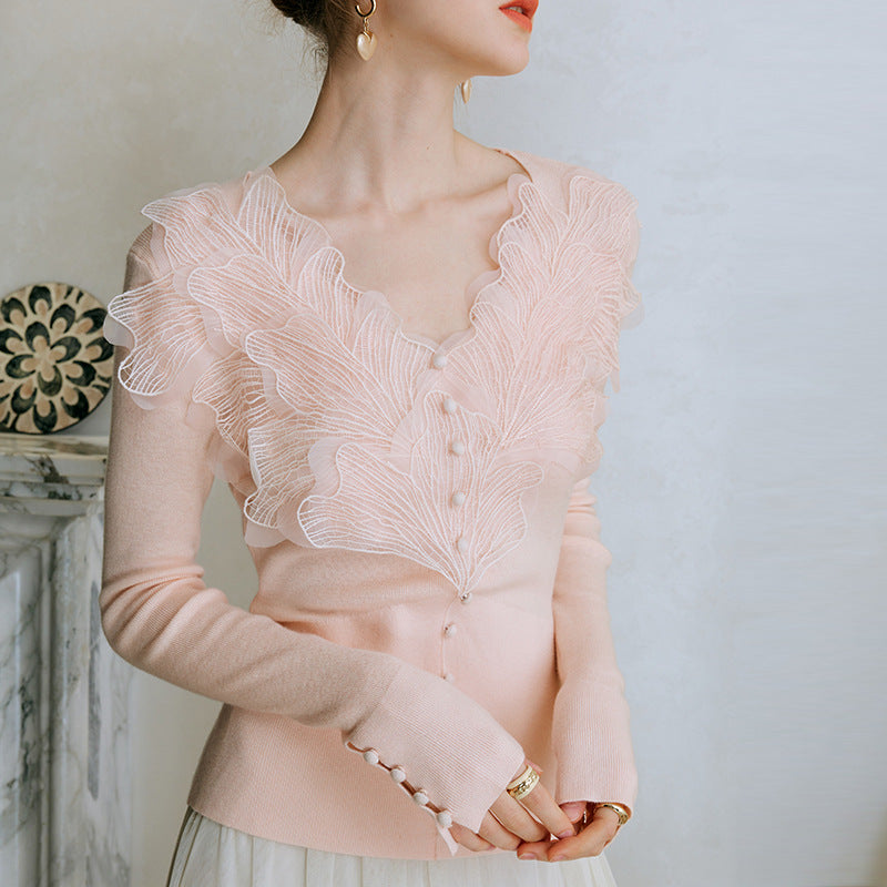 Women's Feather Lace Knitwear Top