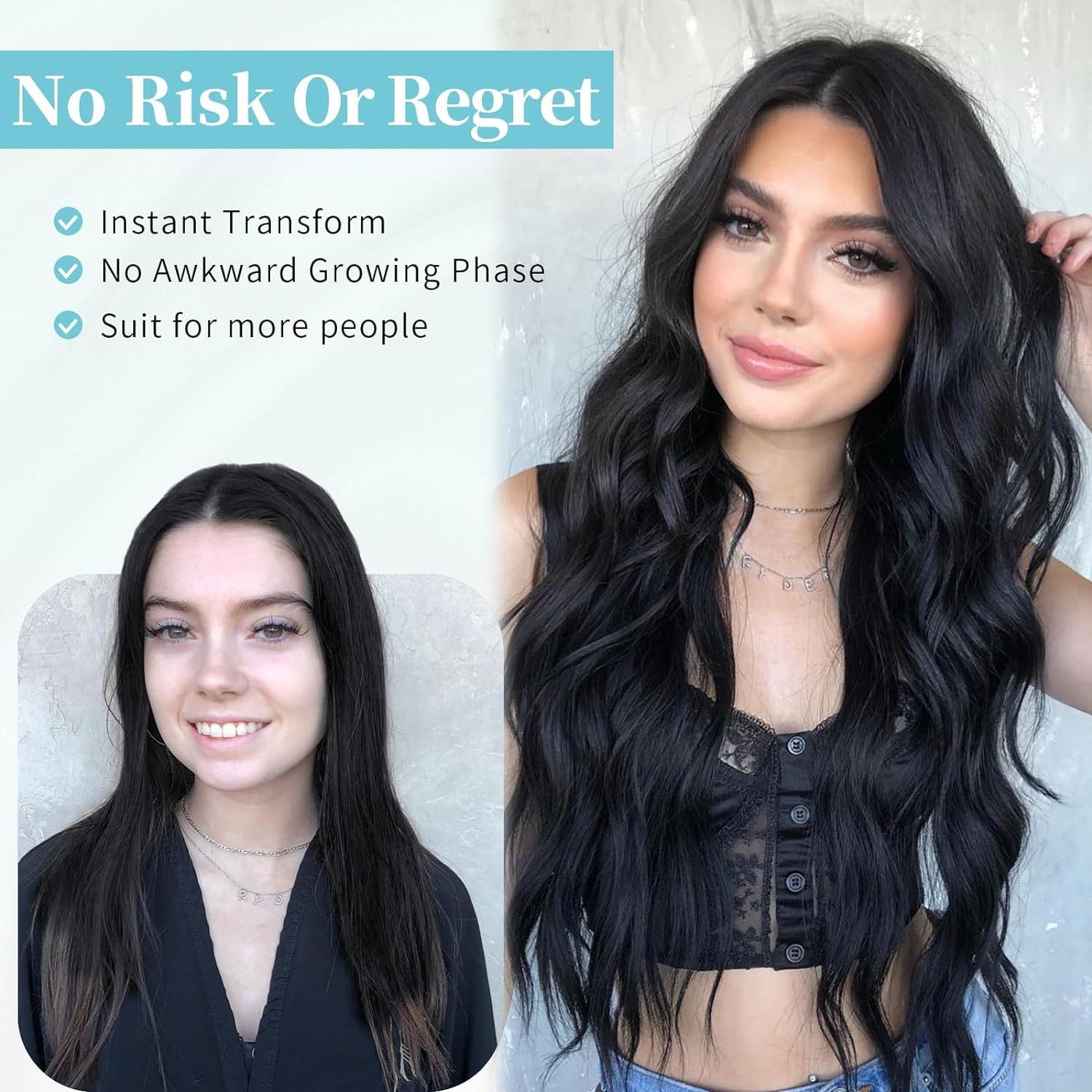 Long Curly Synthetic Wig with Middle Part