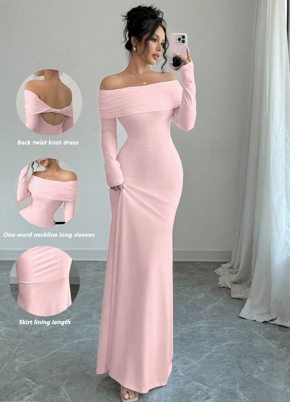 One-Shoulder Hip-Length Dress