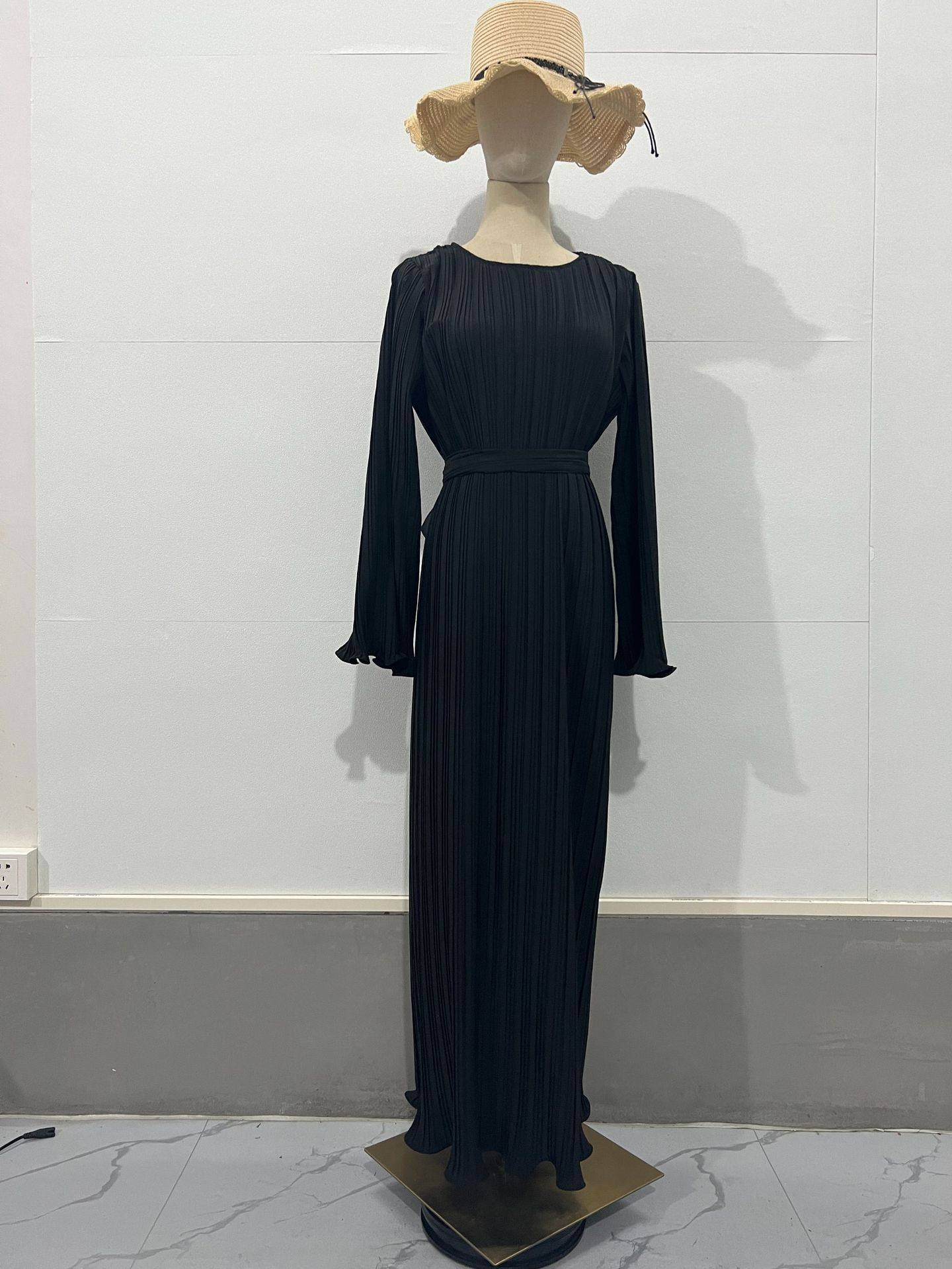 Women's Round Neck Pleated Dress