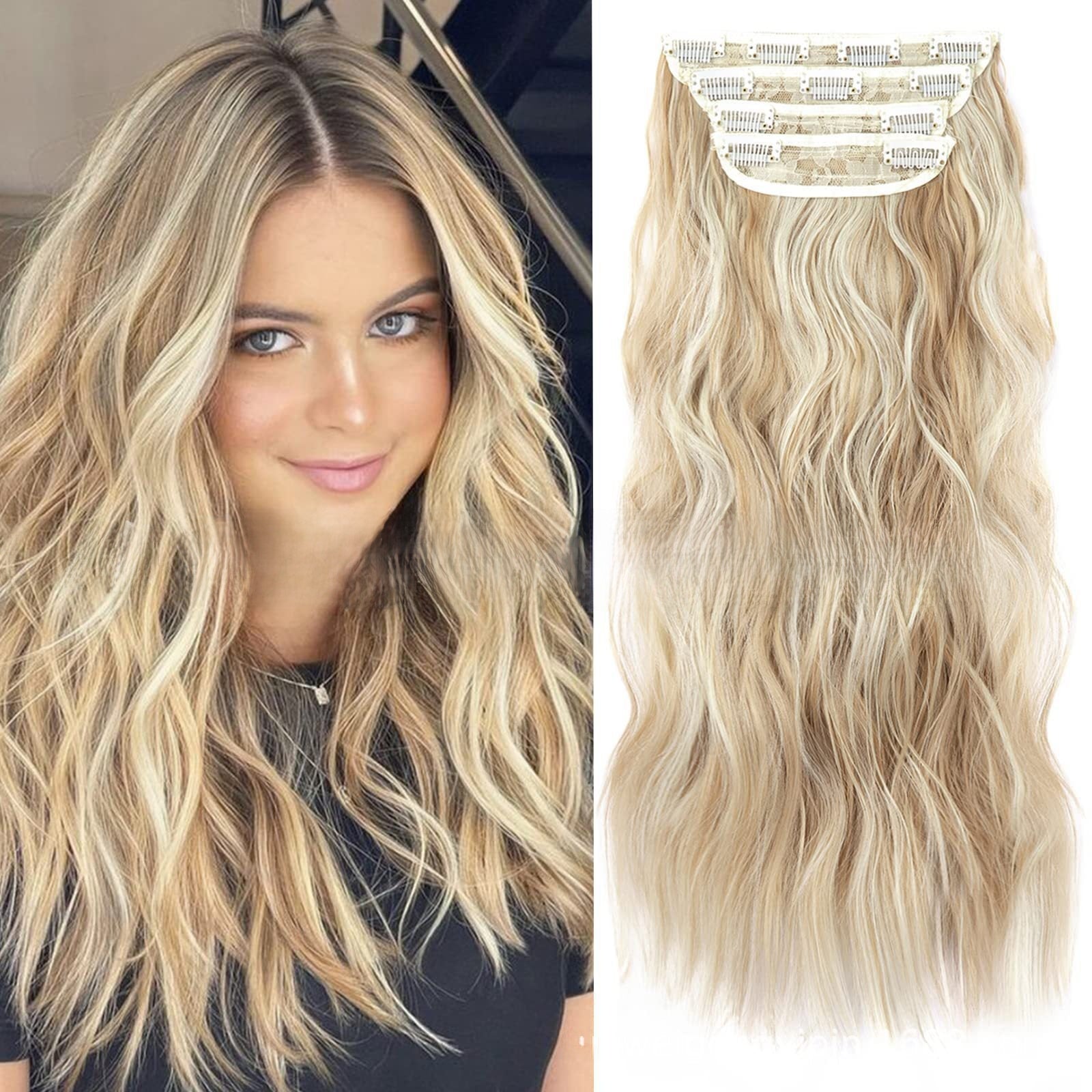 4-Piece Water Wave Clip-In Synthetic Hair Extensions
