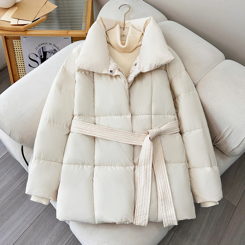 Mid-Length Lace-Up Cotton Coat