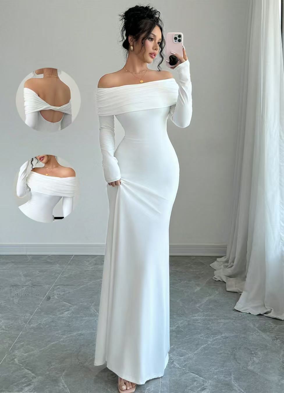 One-Shoulder Hip-Length Dress