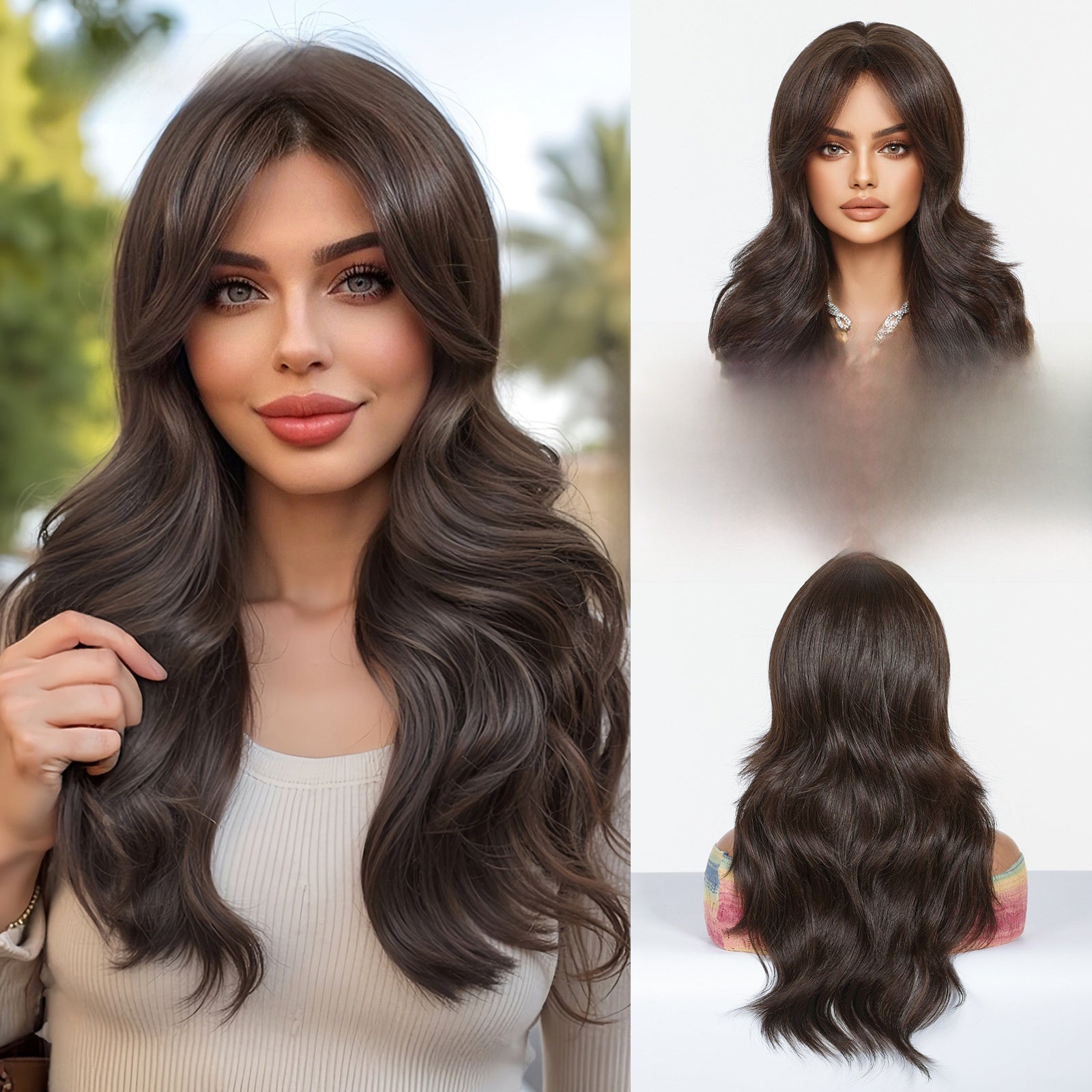 A Long Wig With A Gradient Golden Figure-Eight Bangs