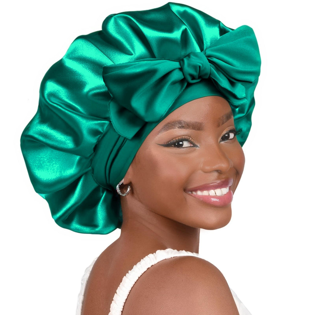 Pure Color Synthetic Silk Nightcap With Ribbons