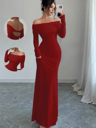 One-Shoulder Hip-Length Dress