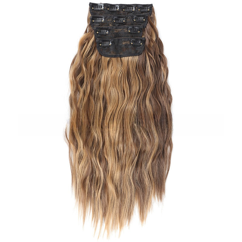 4-Piece Water Wave Clip-In Synthetic Hair Extensions