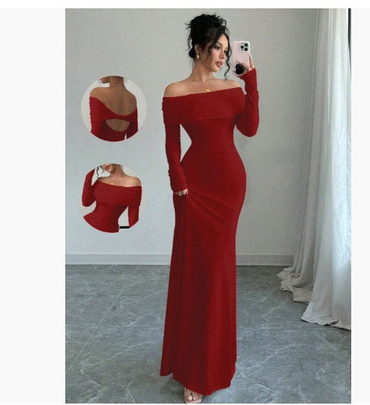 One-Shoulder Hip-Length Dress